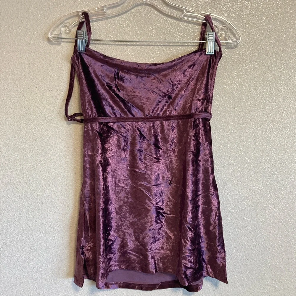 Free People All Night Velvet Tunic in Fig Jam (Size S)